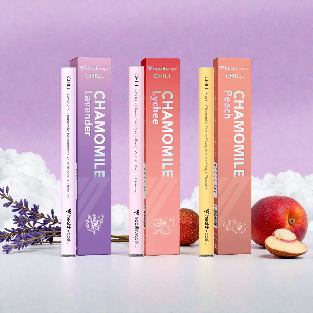 HealthVape RELAX Chamomile bundle with three CHILL pens in assorted flavors