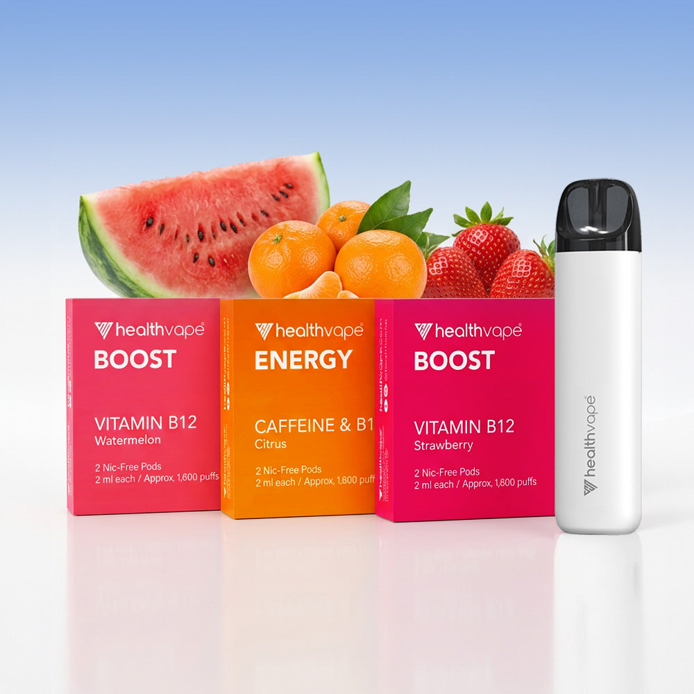 HealthVape REFRESH starter pack: rechargeable device with Energy and Boost pods