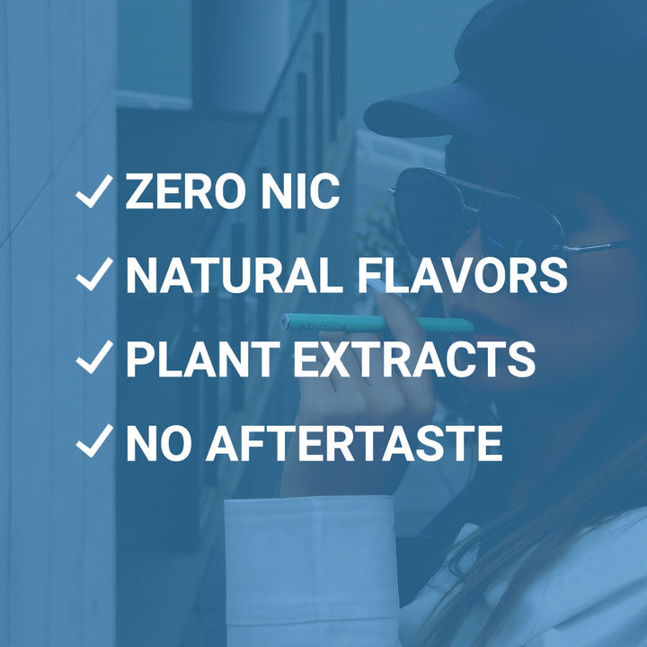 HealthVape ingredients: zero nicotine, natural flavors, plant extracts, no aftertaste